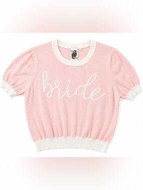 Queen of Sparkles Pink Bride Knit Sweater Top Size Large